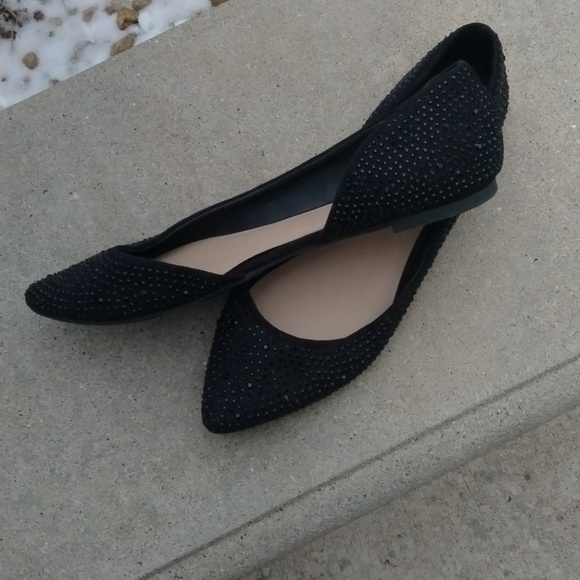 Black sparkle pointed toe flats size 9.5 - Picture 4 of 9